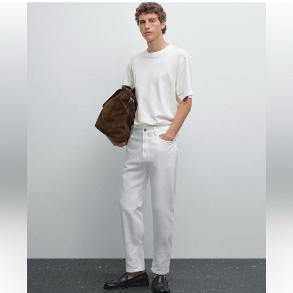 MASSIMO DUTTI Man Pants NEW Casual Fit Jean Style Trousers Linen White Size 30L
